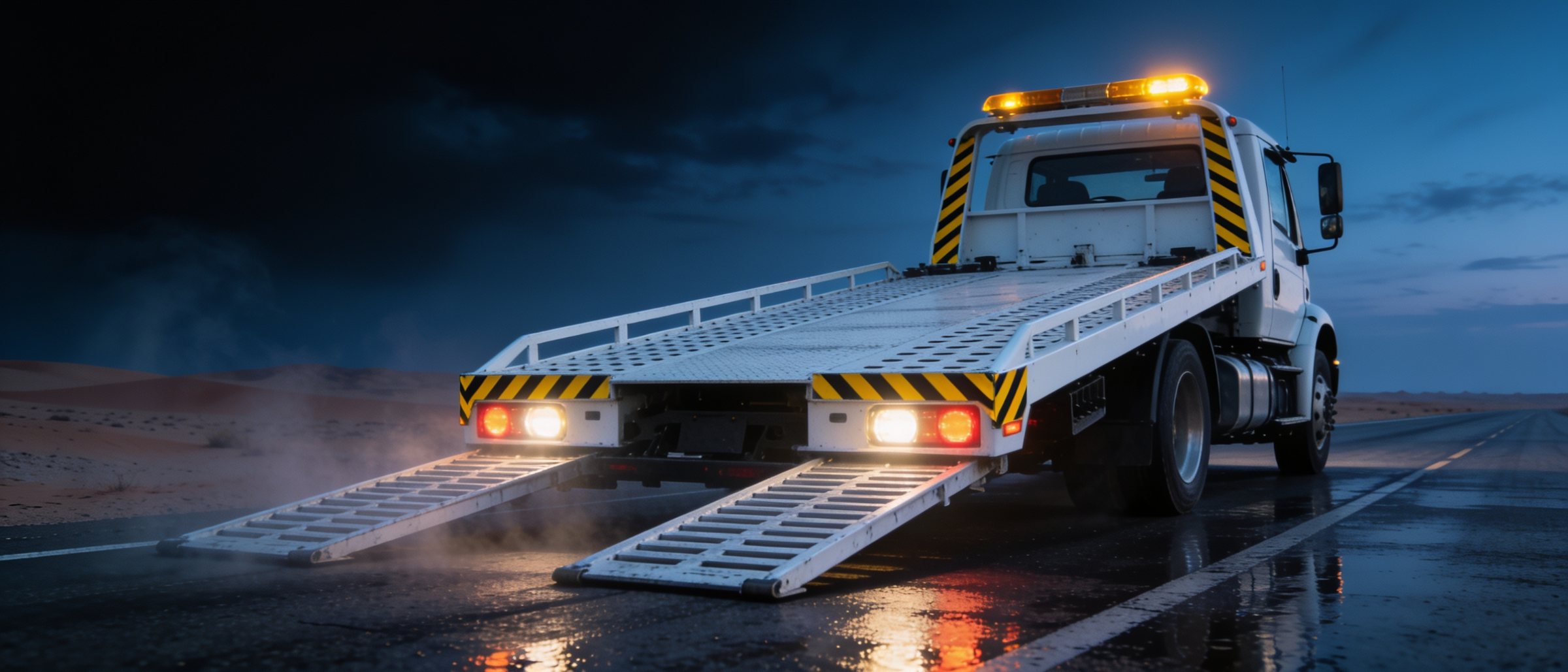Aquila recovery truck at dusk