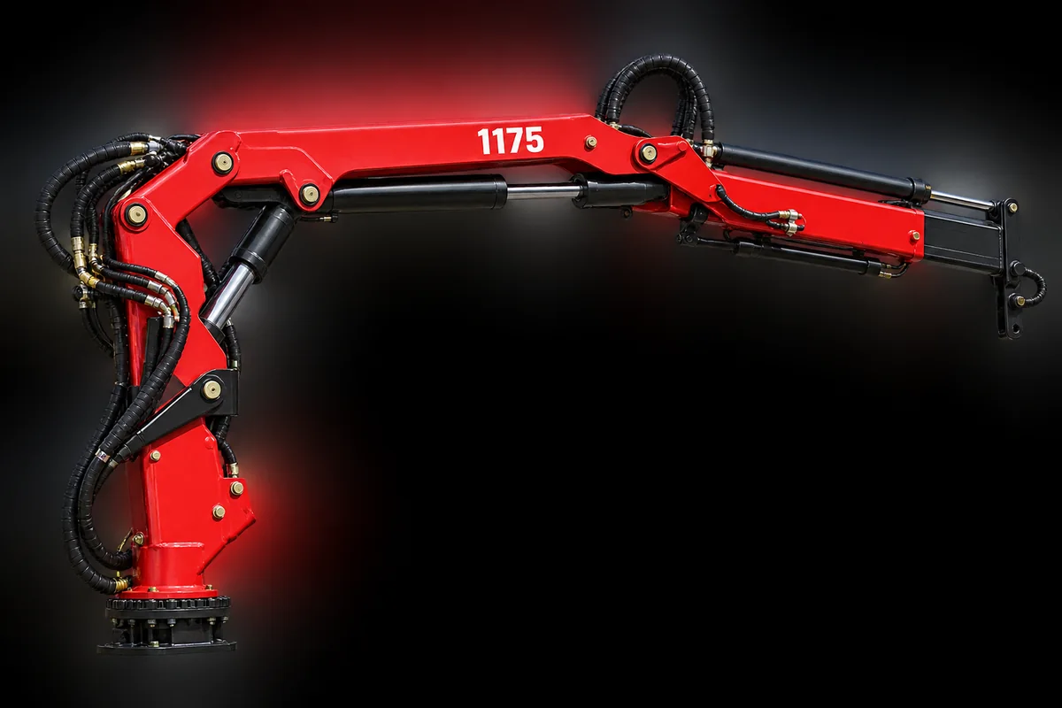Hydrolift 1175 K2 knuckle-boom crane in folded knuckle position, studio cutout